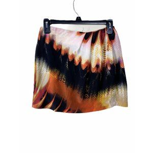 LINE & DOT Silk Skirt Orange/Black Feather XS NWT